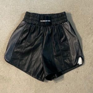 Boxing high waisted faux leather shorts